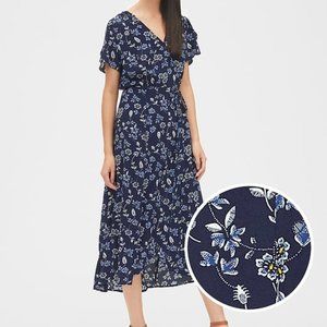 Blue Floral Wrap Dress
